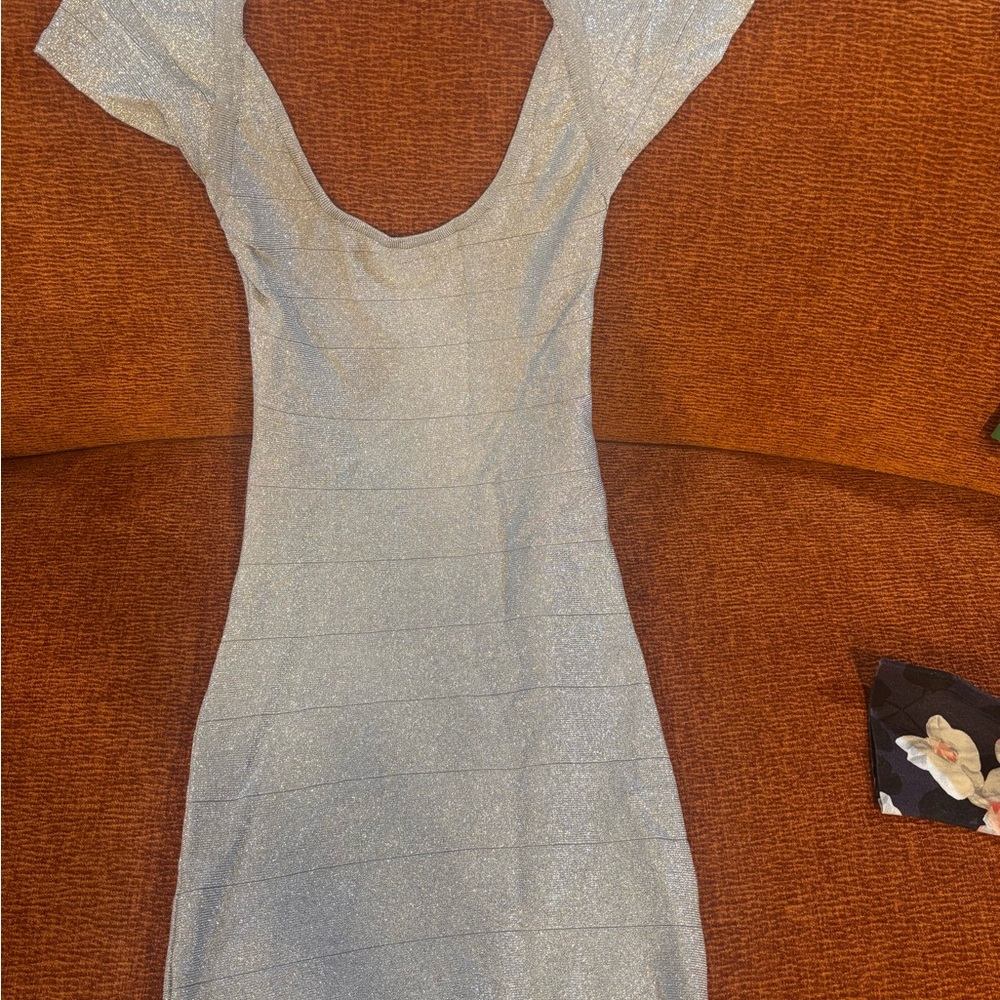Source Unknown Shimmering Silver Backless Dress